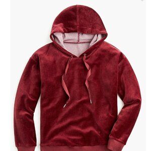 J. Crew Cranberry Burgundy Velour Long Sleeve Hoodie, M